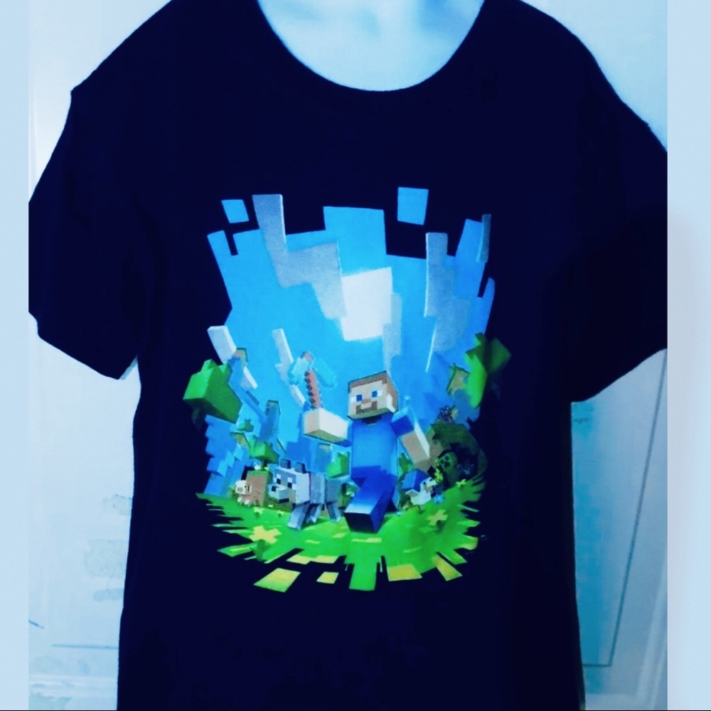 Boys MINECRAFT T-shirt Blue Sz 6/7 Exc Con!